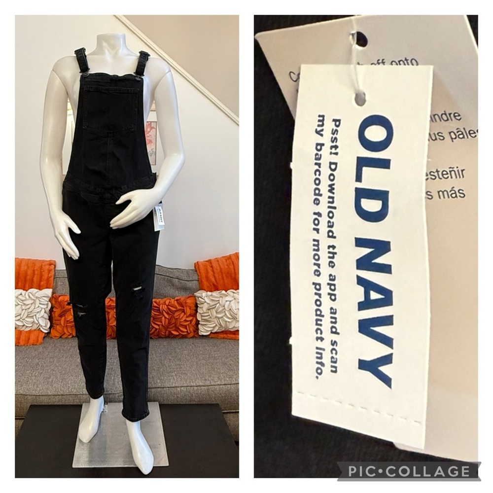 ❣️🆕Old Navy Maternity Side-Panel OG Straight Leg Black Jean Overalls❣️
